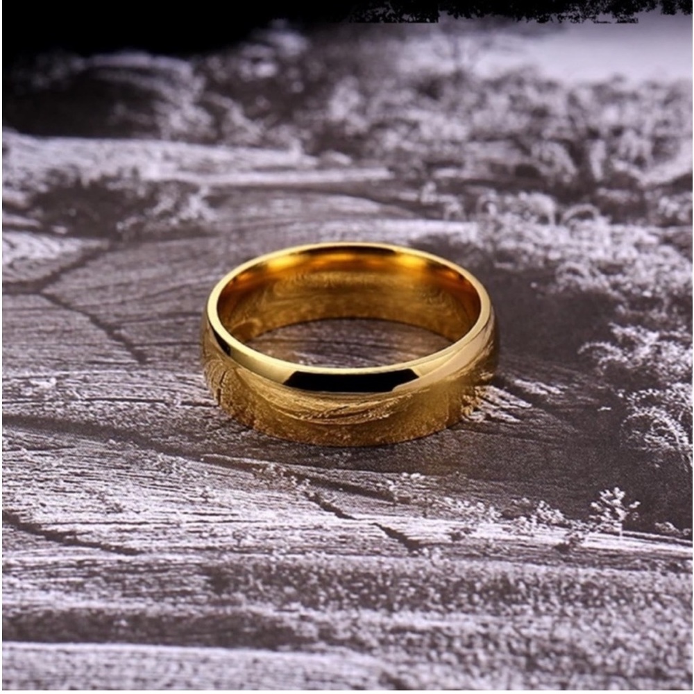 New Men’s Jewellery 9k Gold & Titanium 6mm Solid Minimalist Band Ring Size: 13